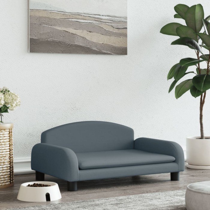 vidaXL Pat de c&acirc;ini, gri &icirc;nchis, 70x45x30 cm, material textil
