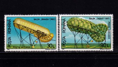 RO 1993 LP 1308 &amp;quot;Aerostate folosite in Romania &amp;quot;, serie ,MNH foto