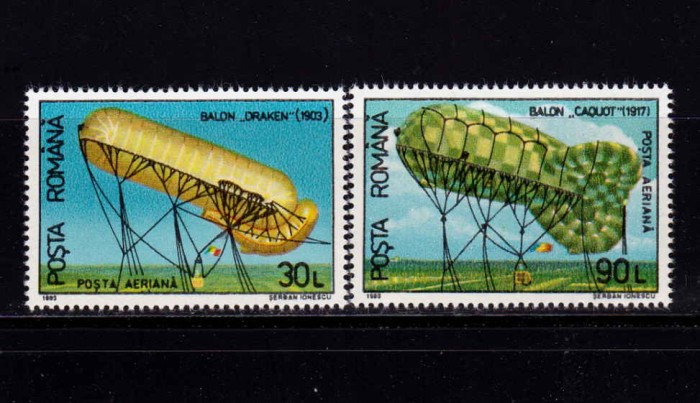 RO 1993 LP 1308 &quot;Aerostate folosite in Romania &quot;, serie ,MNH