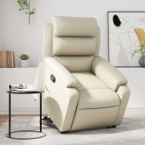 VidaXL Fotoliu rabatabil cu ridicare, crem, piele ecologică 3205043