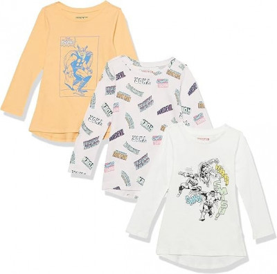 Set 3 tricouri Amazon Essentials pentru fete cu Marvel, Marimea 3T-4T (3-4 ani) - OUTLET foto