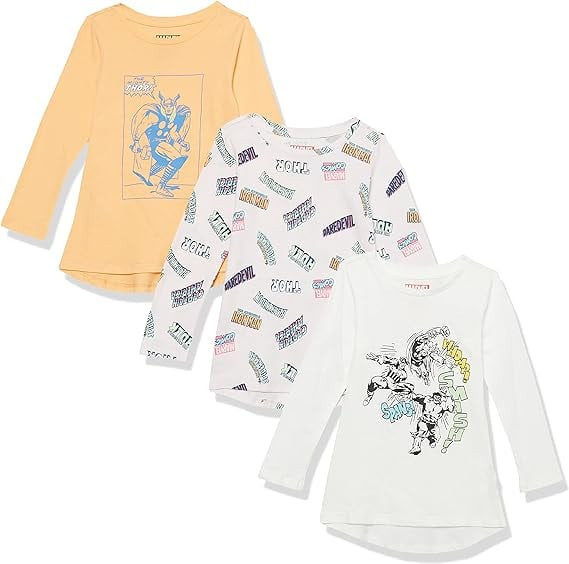 Set 3 tricouri Amazon Essentials pentru fete cu Marvel, Marimea 3T-4T (3-4 ani) - OUTLET