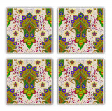 Set suporturi de pahare, Taylor, 366TYR1116, Piatra, 10 x 10 x 1 cm, 4 piese, Multicolor