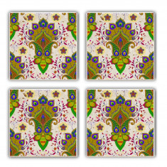 Set suporturi de pahare, Taylor, 366TYR1116, Piatra, 10 x 10 x 1 cm, 4 piese, Multicolor