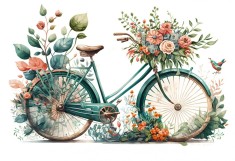Sticker decorativ Bicicleta, Turcoaz, 90 cm, 8125ST foto