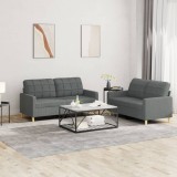 VidaXL Set de canapele cu perne, 2 piese, gri &icirc;nchis, textil 3201275