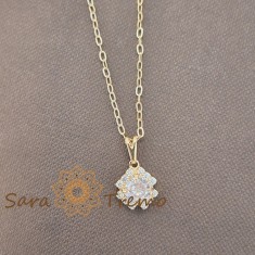 Colier aur 18K placat Brazilia cu stanta 45 cm , Floare de Diamant
