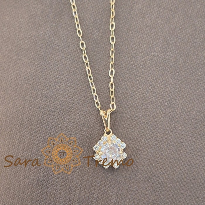 Colier aur 18K placat Brazilia cu stanta 45 cm , Floare de Diamant