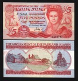 !!! X. RARR : FALKLAND ISLANDS - 5 POUNDS 1983 , COMM - P 12 - UNC / 150 ANI OCUPATIE BRITANICA