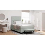 Pat vidaXL Gri Deschis 120x200 cm Catifea cu Saltea + Bancă Dormitor Elegant