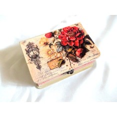 Cutie din lemn tip carte cu flori 46879