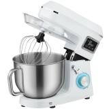 HOMCOM Mixer planetar 6 L 1400 W cu cap &icirc;nclinat 6 viteze Funcție de fermentare Ecran LED Alb | Aosom Romania