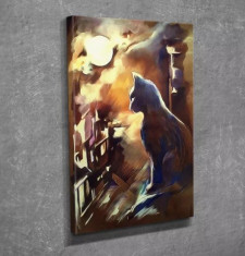 Superb tablou de mare efect-PISICA NEAGRA PE ACOPERIS &amp;amp; LUNA,BATMAN-3D canvas foto