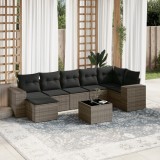vidaXL Set canapele de grădină cu perne, 8 piese, gri, poliratan 3222889