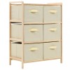 vidaXL Dulap Depozitare 6 Coșuri Textil, Lemn Cedru, Bej, 59x28x75cm - Organizator Universal