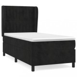 Cumpara ieftin Pat box spring cu saltea, negru, 90x200 cm, catifea
