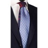 Cravata Matase Barbati, Nod Contrastant, Bleu Bordeaux Alb, 148cm, Made in Italy, Unicat, Lux