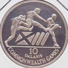 49 Gambia 10 Dalasis 1986 XIII Commonwealth Games km 23 proof argint