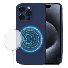 Husa silicon iPhone 15 Pro Techsuit SoftFlex MagSafe, bleumarin foto