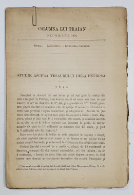 COLUMNA LUI TRAIAN , REVISTA MENSUALA PENTRU ISTORIA , LINGUISTICA SI PSICOLOGIA POPORANA , SUB DIRECTIUNEA D - LUI B.P. HASDEU , DECEMBRIE , 1876 foto