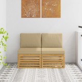 vidaXL 2 Bucată Canapea Medie pentru Exterior Lemn Solid de Acacia Alb 901502