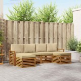 vidaXL Seturi de canapele 6 pcs Natural și Bej Lemn Solid de Acacia 3375253