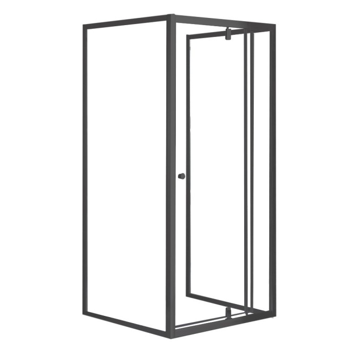 Flexi fals&iacute;kra szerelhető aszimmetrikus zuhanykabin 80x90 cm zuhanyt&aacute;lca n&eacute;lk&uuml;l fekete