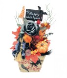 Aranjament floral mediu de Halloween cu flori uscate si figurina din rasina in suport ceramic (Portocaliu), Eventissimi&reg;
