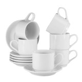 Set 6 cesti cu farfurie Alb Lucios 110 ml