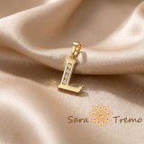 Cumpara ieftin Pandantiv litera L cu zirconia, placaj triplu cu aur 14K