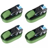 VidaXL Chingi de fixare cu clichet, 4 buc., verde, 6 m, 800 daN