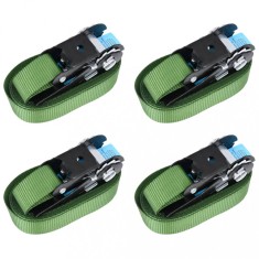 vidaXL Chingi de fixare cu clichet, 4 buc., verde, 6 m, 800 daN