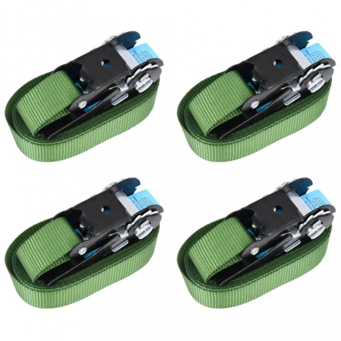 Chingi de fixare cu clichet, 4 buc., verde, 6 m, 800 daN