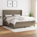 Cumpara ieftin Pat continental cu saltea, gri taupe, 180x200 cm, textil
