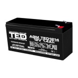 Acumulator AGM VRLA 12V 1,4A dimensiuni 97mm x 47mm x h 50mm F1 TED Battery Expert Holland TED002716 (20) SafetyGuard Surveillance