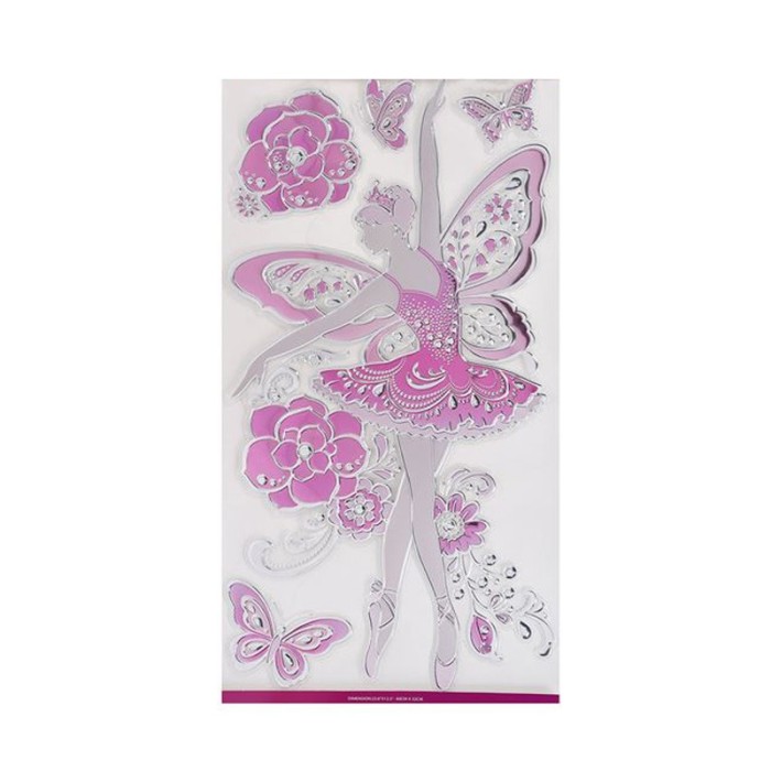 Autocolant de perete, Balerina si fluturi, 60x32 cm, ATU-081179