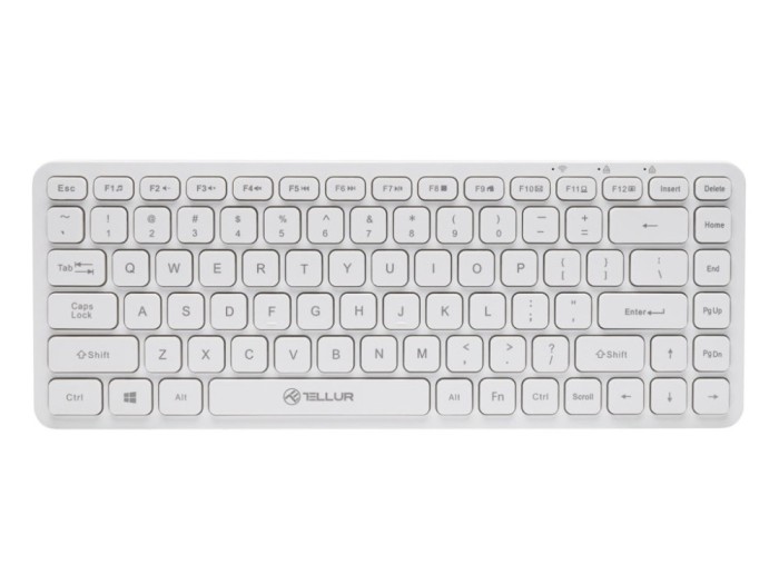 Tastatura fara fir Tellur, Mini, Alb