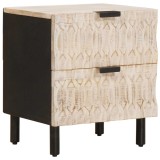vidaXL Dulap de noapte Alb 40 x 33 x 46 cm Lemn de mango solid 4017862