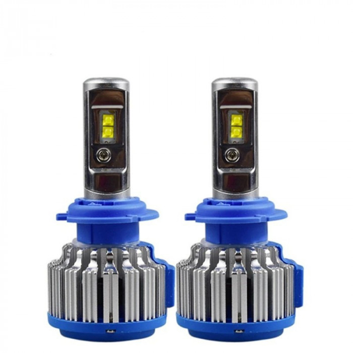 Set 2 LED-uri Auto Techstar&reg; T1, 9012, 35w, 8000 Lumeni, 6000K, AUTO, 12-24 Volti, CREE, Canbus, Radiator Aluminiu