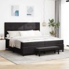 VidaXL Pat cu arcuri cu saltea cu headboard Negru 200 x 200 cm Catifea