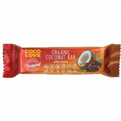 Baton de Cocos cu Cacao Coco Love Bio 40 grame Biopont foto
