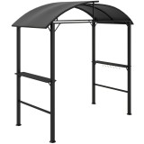 Outsunny Pavilion de grătar, 2 tavane laterale, c&acirc;rlige, cadru din oțel, 1,1 x 2,3m, Gri &icirc;nchis | Aosom Romania