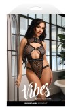 Body Barbed Wire Fantasy Lingerie Plasa Fishnet Negru Marimea M/L cu Decupaje si Elastic Sarma Ghimpata
