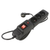 Prelungitor ARCON 3 prize 10A cu protec&Aring;&pound;ie la supratensiune &Egrave;i cablu 5m negru