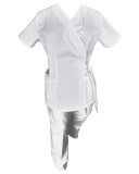 Costum Medical Pe Stil, Tip Kimono Alb cu Elastan, Model Daria - XL, M