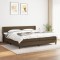 vidaXL Pat box spring cu saltea, maro &icirc;nchis, 200x200 cm, textil 3129580