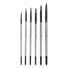 Set Pensule Pictură, Model Rotund, M&acirc;nere Lemn Argintii, Varf Nylon, 6 Bucăți, Mărimi 2-12