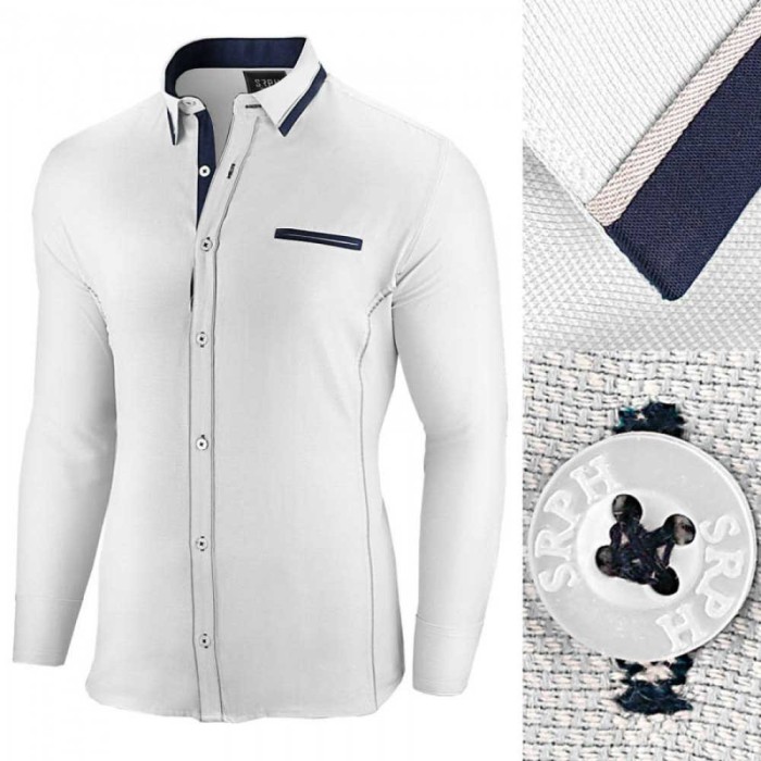 Camasa pentru barbati alba slim fit Allee de Longchamp Camasa pentru barbati alba slim fit Allee de Longchamp