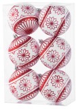 Set 6 globuri pentru brad rosu-alb cu sclipici, 8 cm, MagicHome