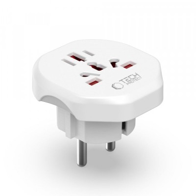 Adaptor Retea Tech-Protect US / UK / AU / FI / CN - Europa, Alb foto